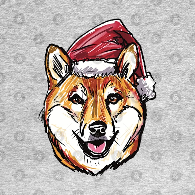 Christmas Shiba Inu - Cute Japanese Dog - Tan Shiba Inu Christmas Theme by sketchnkustom